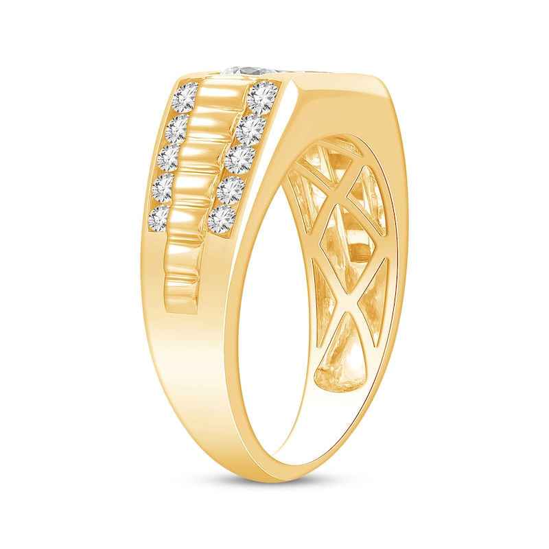 Main Image 2 of Men's Diamond Rectangle Stepped Wedding Band 1-1/4 ct tw 10K Yellow Gold