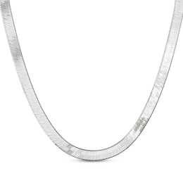 Solid Diamond-Cut Herringbone Chain Necklace 9mm Sterling Silver 20&quot;