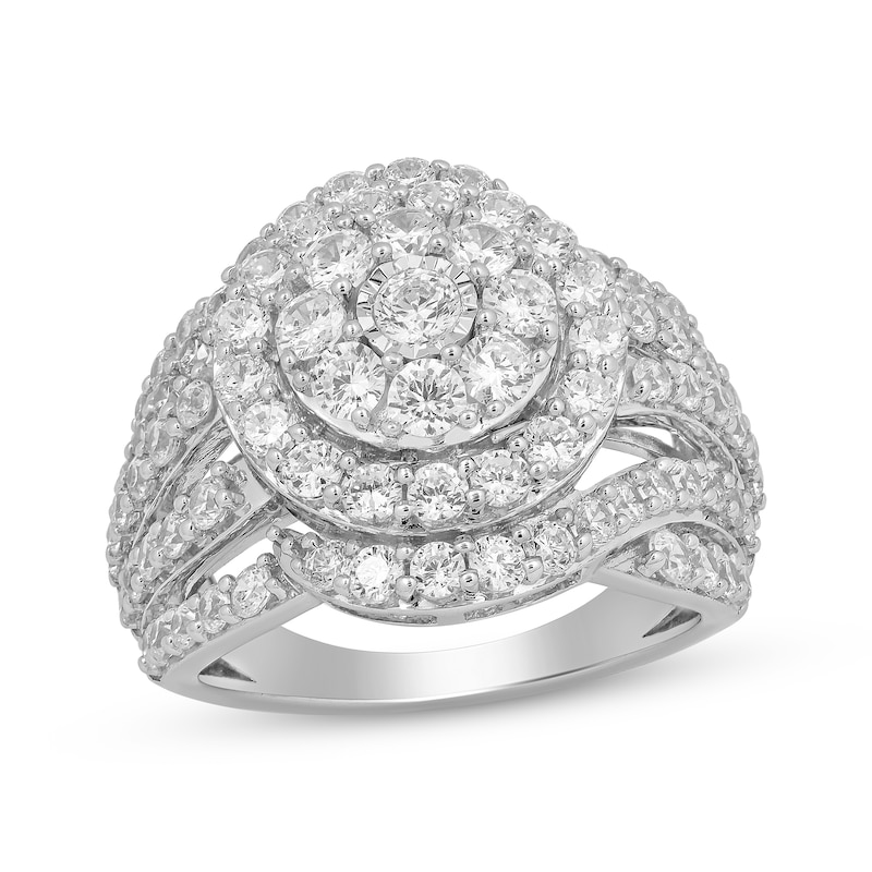 Round-Cut Diamond Double Halo Diamond Ring 3 ct tw 10K White Gold | Kay ...