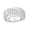 Thumbnail Image 1 of Men's Diamond Two-Row Wedding Band 1/2 ct tw 10K White Gold