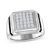 Thumbnail Image 1 of Men's Black & White Diamond Grid Ring 3/4 ct tw 14K White Gold