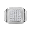 Thumbnail Image 3 of Men's Black & White Diamond Grid Ring 3/4 ct tw 14K White Gold