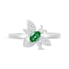 Thumbnail Image 4 of Oval-Cut Lab-Created Emerald & White Lab-Created Sapphire Bee Ring Sterling Silver