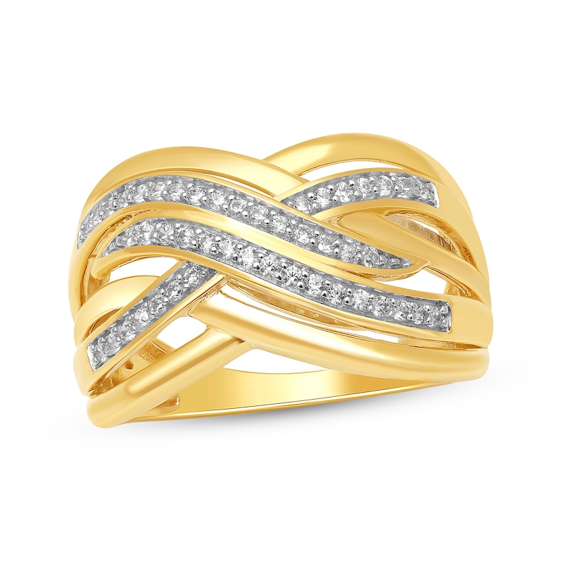 Diamond Multi-Row Crossover Ring 1/4 ct tw 10K Yellow Gold