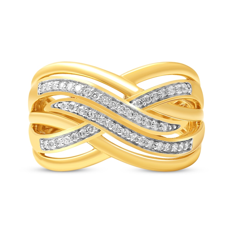 Diamond Multi-Row Crossover Ring 1/4 ct tw 10K Yellow Gold