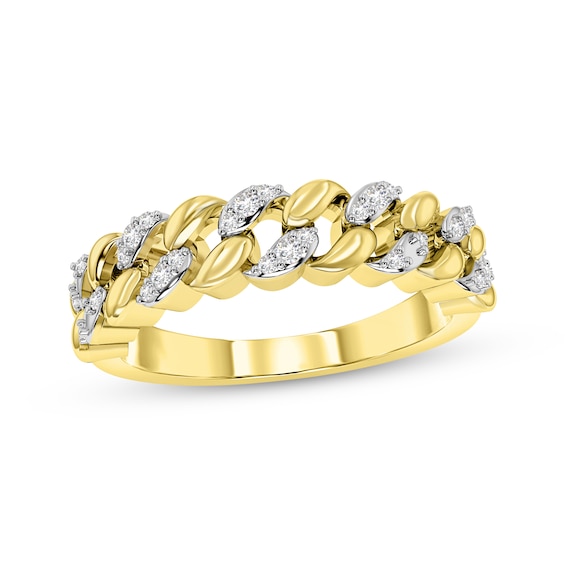 Diamond Alternating Chain Link Stackable Ring 1/8 ct tw 10K Yellow Gold