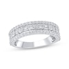 Thumbnail Image 1 of Baguette & Round-Cut Diamond Three-Row Anniversary Ring 1 ct tw 14K White Gold