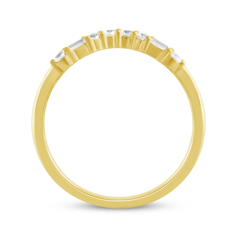 Main Image 3 of Baguette & Round-Cut Diamond Contour Ring 1/5 ct tw 14K Yellow Gold