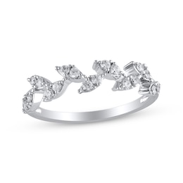 Diamond Leaves Contour Ring 1/4 ct tw 14K White Gold