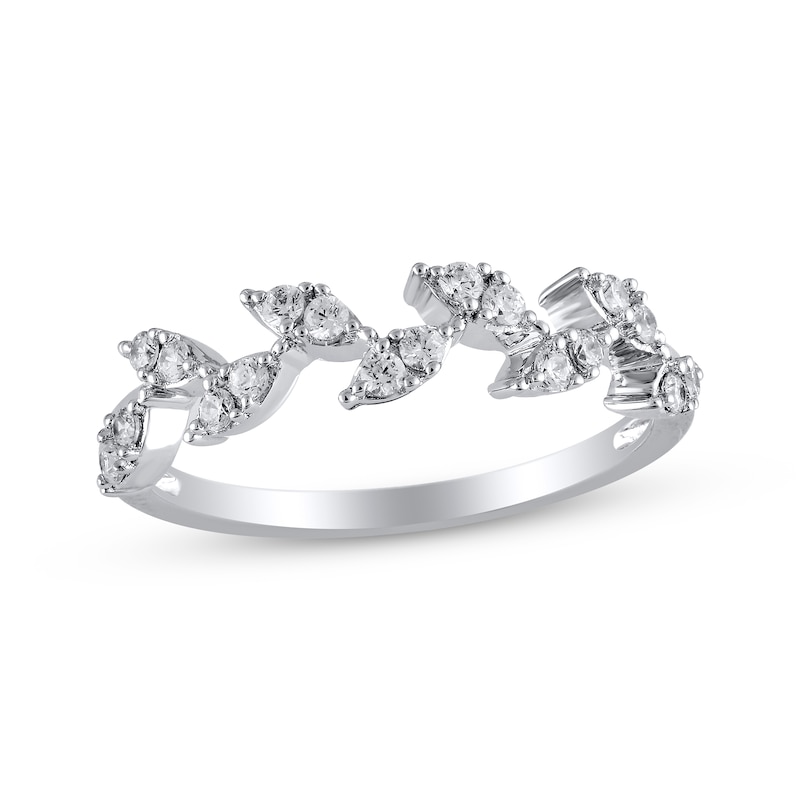 Main Image 1 of Diamond Leaves Contour Ring 1/4 ct tw 14K White Gold