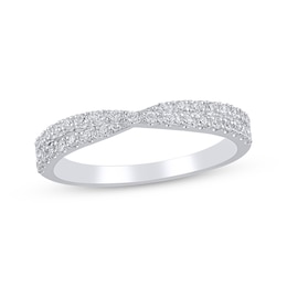 Diamond Contour Crossover Ring 1/4 ct tw 14K White Gold