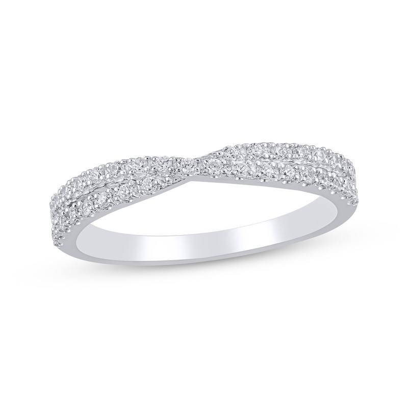 Main Image 1 of Diamond Contour Crossover Ring 1/4 ct tw 14K White Gold