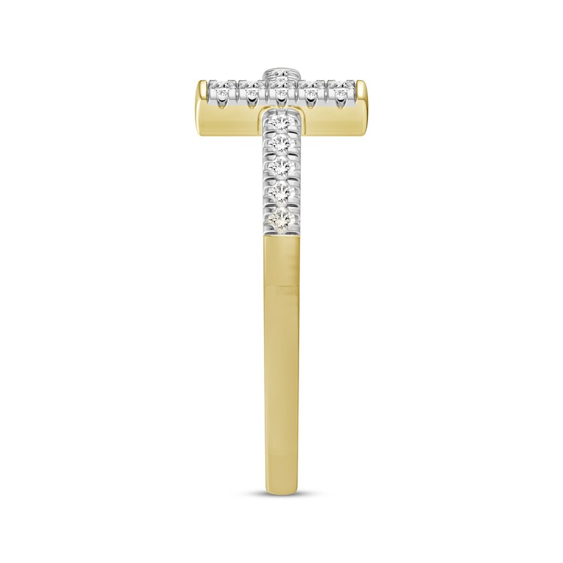 Main Image 2 of Diamond Deconstructed Cross Ring 1/6 ct tw 10K Yellow Gold