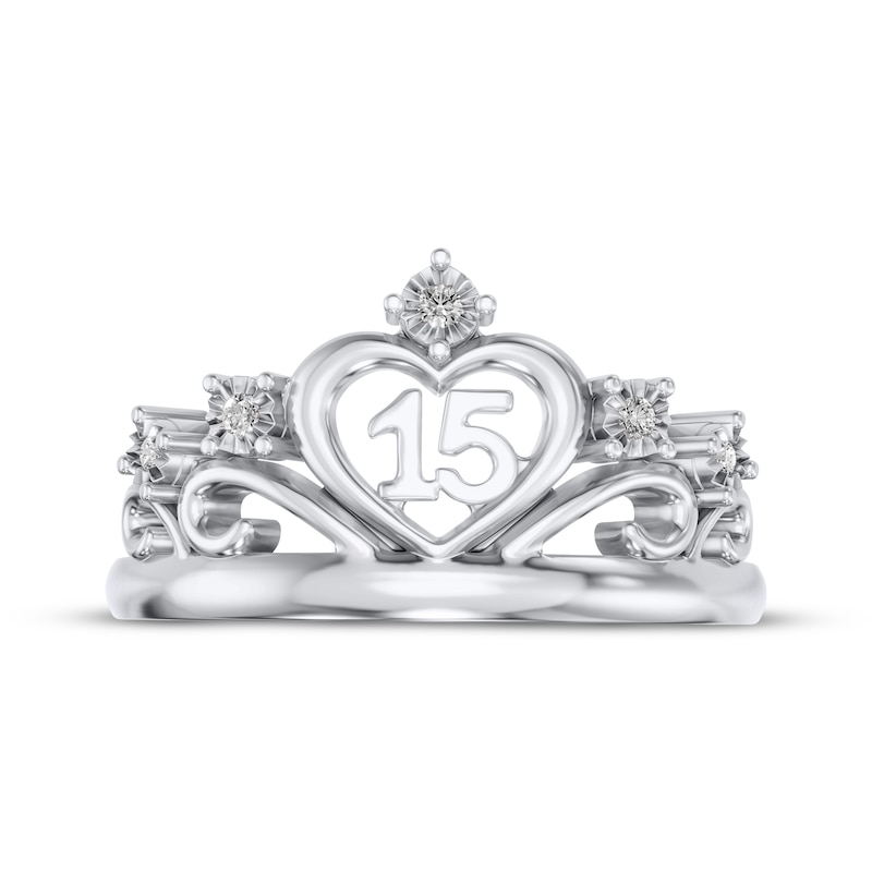 Diamond Accent Quinceañera Heart Ring 10K White Gold