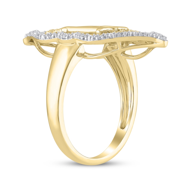 Diamond Quinceañera Arabesque Frame Ring 1/10 ct tw 10K Yellow Gold