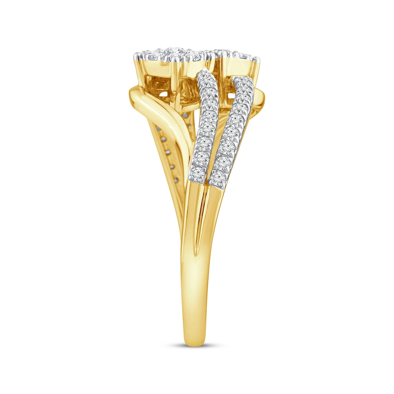 Diamond Bypass Fashion Ring 1/2 ct tw 10K Yellow Gold