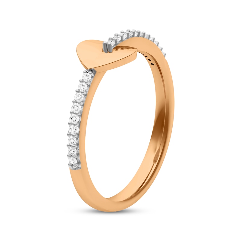 Main Image 2 of Diamond Sideways Heart Ring 1/10 ct tw 10K Rose Gold