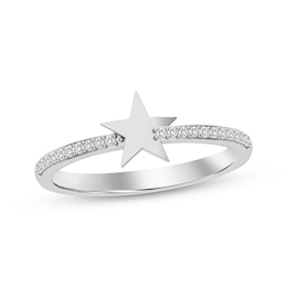 Diamond Star Ring 1/10 ct tw 10K White Gold