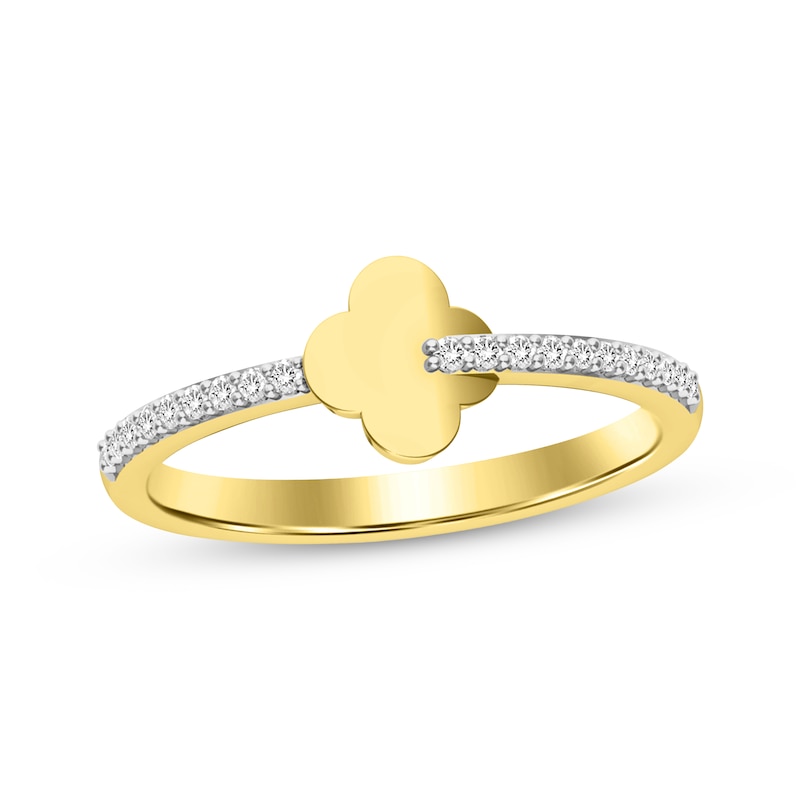 Main Image 1 of Diamond Clover Ring 1/10 ct tw 10K Yellow Gold