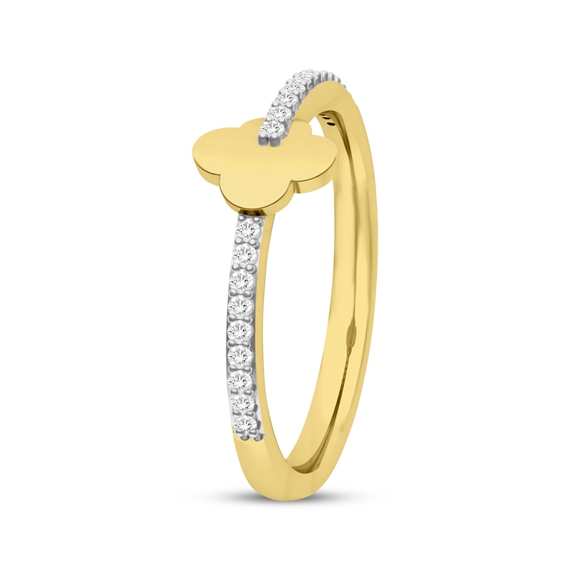 Main Image 2 of Diamond Clover Ring 1/10 ct tw 10K Yellow Gold