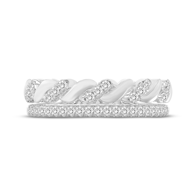 Main Image 3 of Diamond Stackable Two-Row Twist Ring 1/5 ct tw 10K White Gold