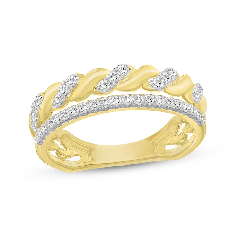 Main Image 1 of Diamond Stackable Two-Row Twist Ring 1/5 ct tw 10K Yellow Gold