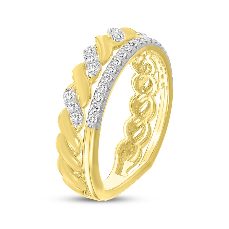 Main Image 2 of Diamond Stackable Two-Row Twist Ring 1/5 ct tw 10K Yellow Gold