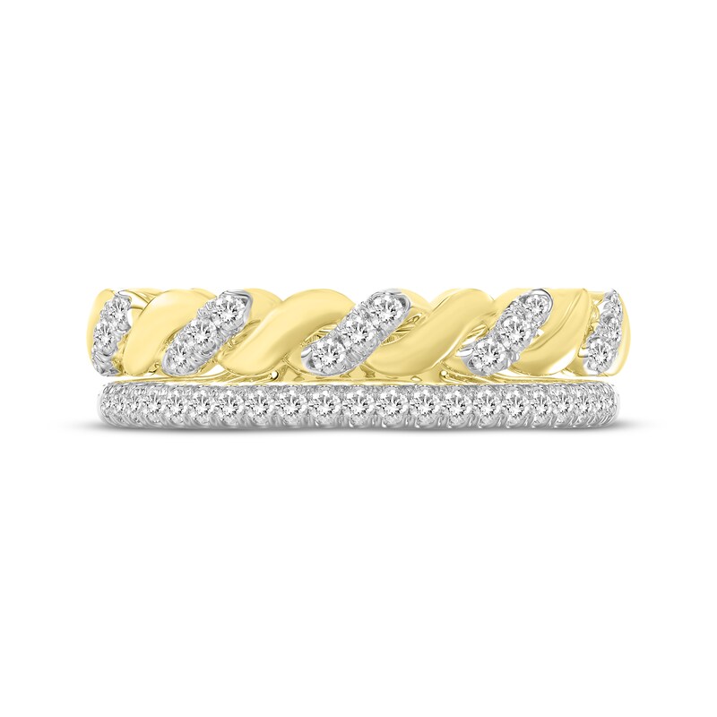 Main Image 3 of Diamond Stackable Two-Row Twist Ring 1/5 ct tw 10K Yellow Gold