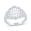 Thumbnail Image 1 of Baguette & Round-Cut Diamond Scalloped Fashion Ring 3/4 ct tw 10K White Gold