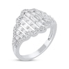 Thumbnail Image 2 of Baguette & Round-Cut Diamond Scalloped Fashion Ring 3/4 ct tw 10K White Gold