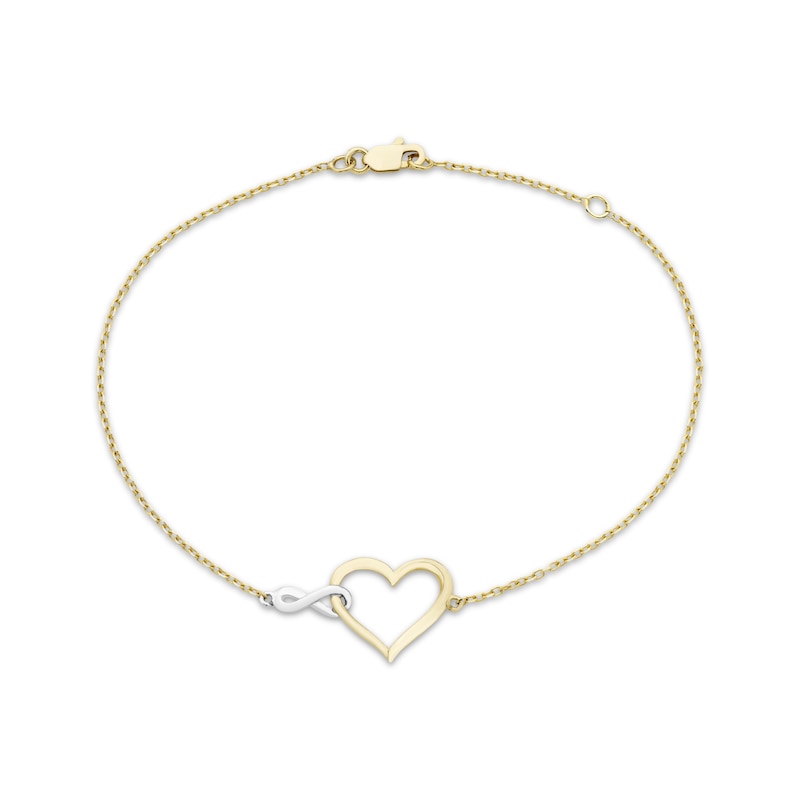 Infinity Heart Bracelet 10K Two-Tone Gold 7.5"