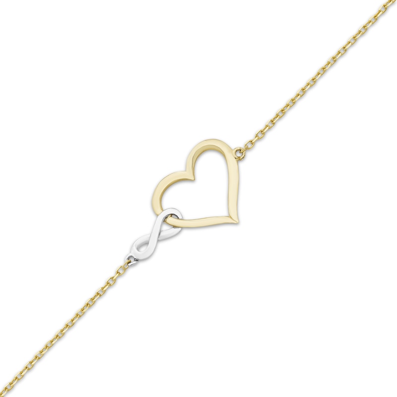 Infinity Heart Bracelet 10K Two-Tone Gold 7.5"