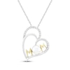 Thumbnail Image 1 of Cultured Pearl & White Lab-Created Sapphire &quot;Mom&quot; Double Heart Necklace Sterling Silver & 10K Yellow Gold 18&quot;