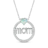 Thumbnail Image 1 of Heart-Shaped Lab-Created Opal & White Lab-Created Sapphire &quot;Mom&quot; Necklace Sterling Silver 18&quot;