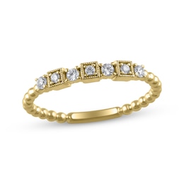 Adore Diamond Beaded Stackable Anniversary Ring 1/6 ct tw 14K Yellow Gold