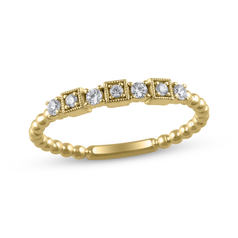 Main Image 1 of Diamond Beaded Stackable Anniversary Ring 1/6 ct tw 14K Yellow Gold