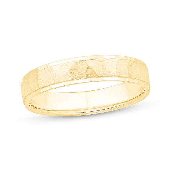 Hammered Wedding Band 10K Yellow Gold 4.4mm