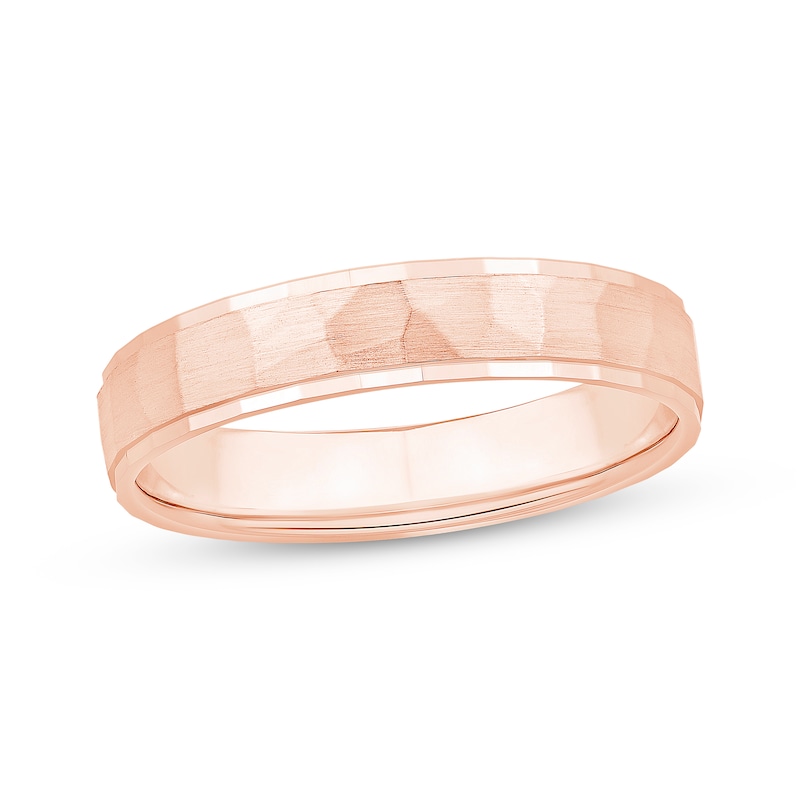 Main Image 1 of Hammered Wedding Band 10K Rose Gold 4.4mm