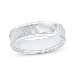 Engraved Wedding Band 10K White Gold 6mm