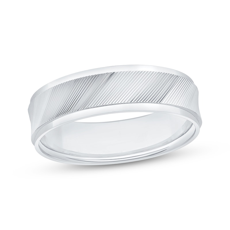 Main Image 1 of Engraved Wedding Band 10K White Gold 6mm