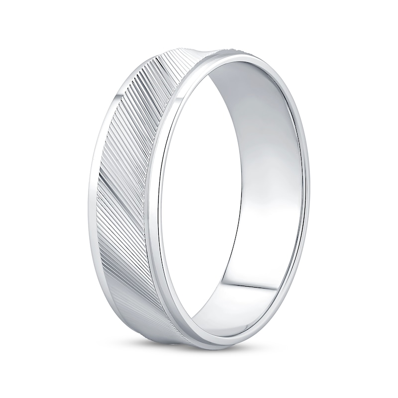 Main Image 2 of Engraved Wedding Band 10K White Gold 6mm