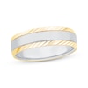 Thumbnail Image 1 of Engraved Edge Wedding Band 10K White Two-Tone 6.1mm