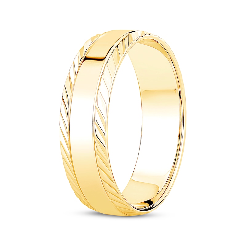 Main Image 2 of Engraved Edge Wedding Band 10K Yellow Gold 6.1mm