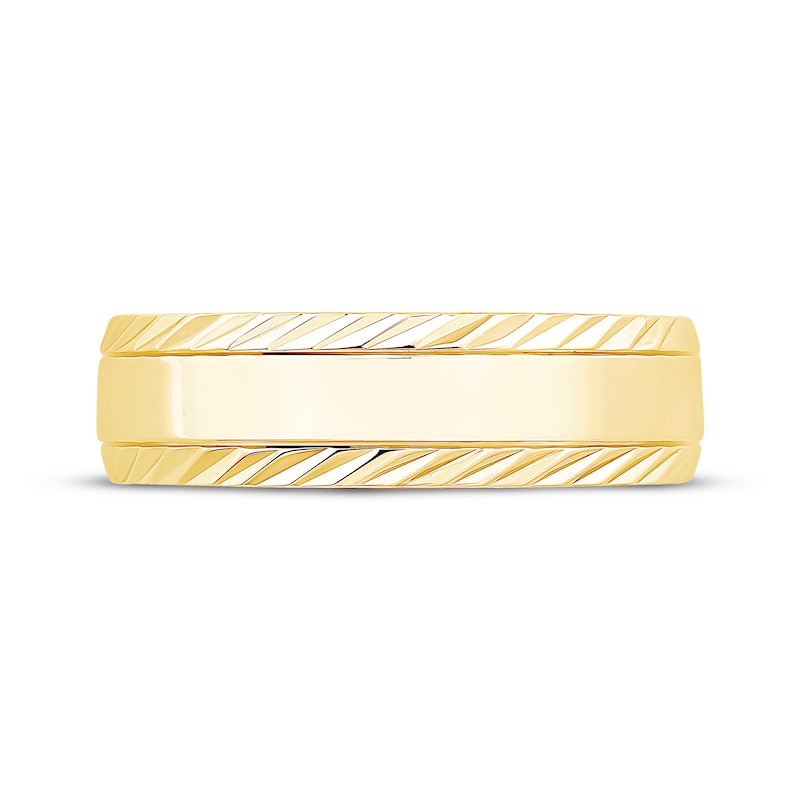 Main Image 3 of Engraved Edge Wedding Band 10K Yellow Gold 6.1mm