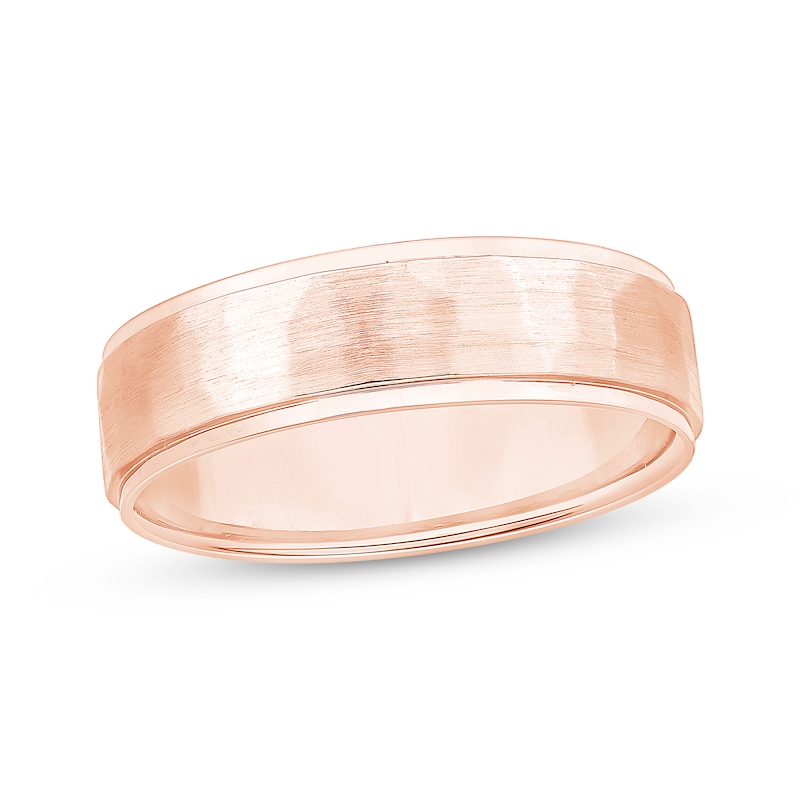 Main Image 1 of Brushed Wedding Band 10K Rose Gold 6mm