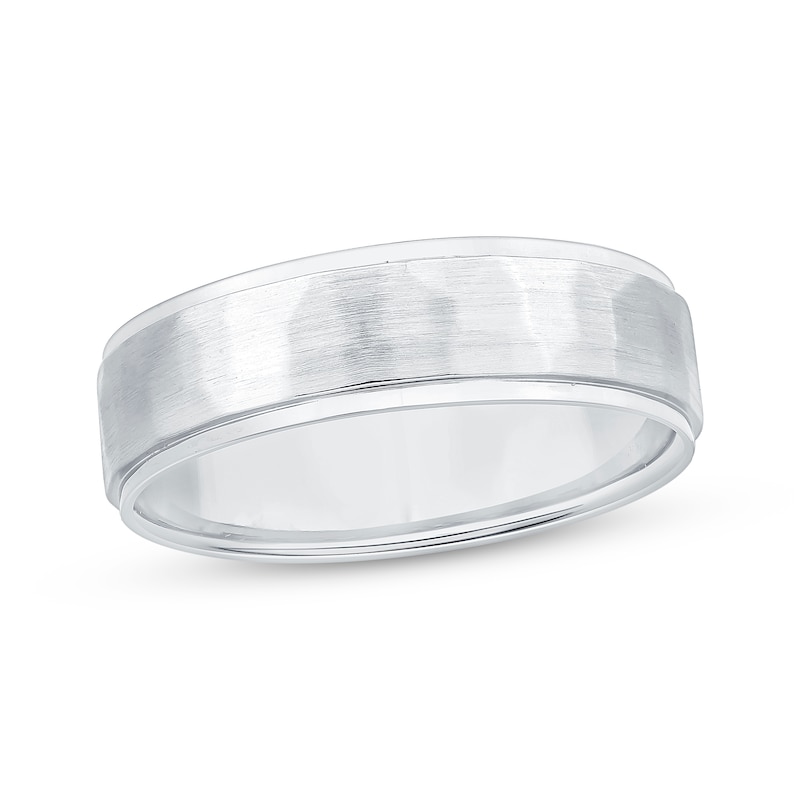 Main Image 1 of Brushed Wedding Band 10K White Gold 6mm