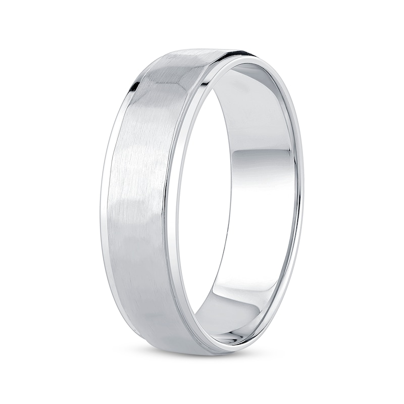 Brushed Wedding Band 10K White Gold 6mm