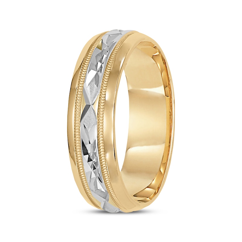 Main Image 2 of Carved Wedding Band 10K Two-Tone Gold 6mm