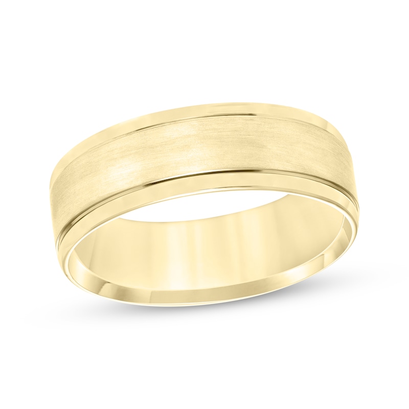 Main Image 1 of Brushed Center Wedding Band 10K Yellow Gold 7mm