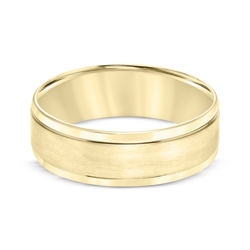 Main Image 3 of Brushed Center Wedding Band 10K Yellow Gold 7mm